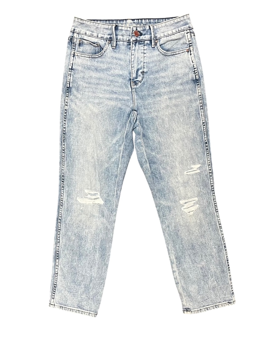 WHBM Straight Crop Light Wash Distressed Jeans Size 0S Women’s Denim W26 L24